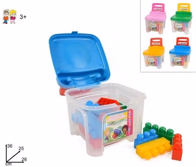Silla infantil con contenedor de piezas de construcción multicolor de Trade Shop Traesio en plástico