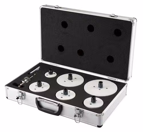 Juego de 8 sierras perforadoras bimetal universales Makita EZYCHANGE BiM de 51 a 133 mm en color negro