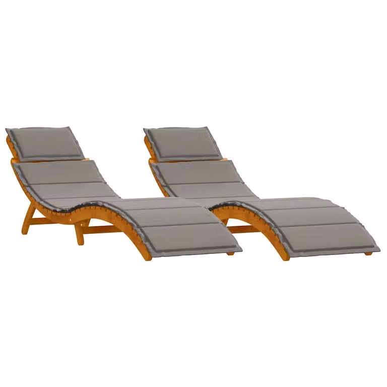 Set de 2 tumbonas vidaXL de madera de acacia sólida con reposacabezas ajustable en color gris para jardín o terraza