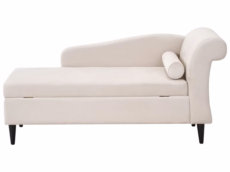 Sofá Chaise Longue Beliani en Terciopelo Beige con Almacenaje y Forma en L para tu Salón