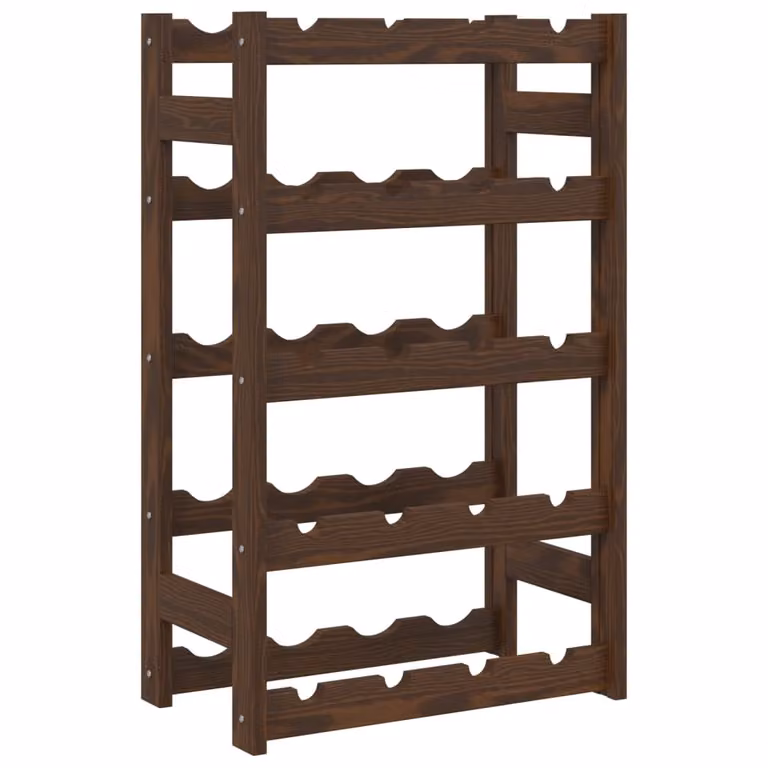 Botellero de pared vidaXL para 20 botellas de madera maciza de pino en color marrón