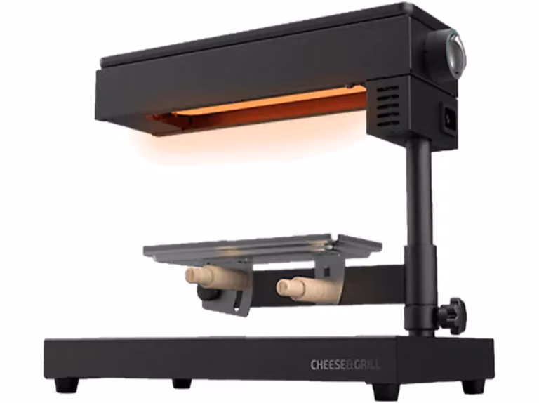 Raclette Cecotec Cheese&Grill 6000 Negro con acabado en acero inoxidable, 600 W y termostato regulable