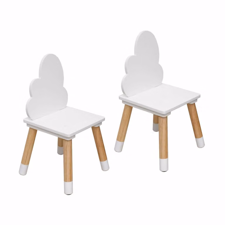 Juego de 2 sillas para niños Mobili Rebecca en MDF blanco y madera de pino marrón