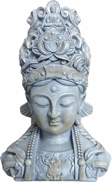 Escultura de Buda de NORTHIX, figura oriental de poliresina resistente a la intemperie, color gris y multicolor, Altura: 44 cm