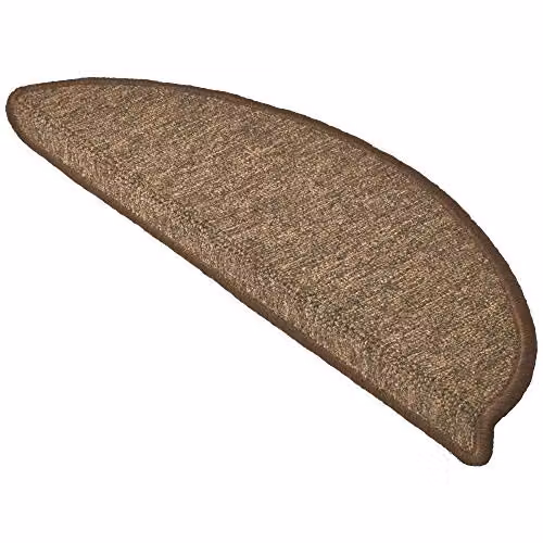 Set de 15 alfombras semicirculares para escalera Beautissu ProStair, antideslizantes y adhesivas, color marrón, An/P: 55 x 15 cm