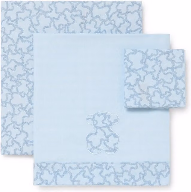 Juego de sábanas de tres piezas para cuna Tous Baby HKaos en color azul con motivos de animales y algodón (60 x 120 cm)