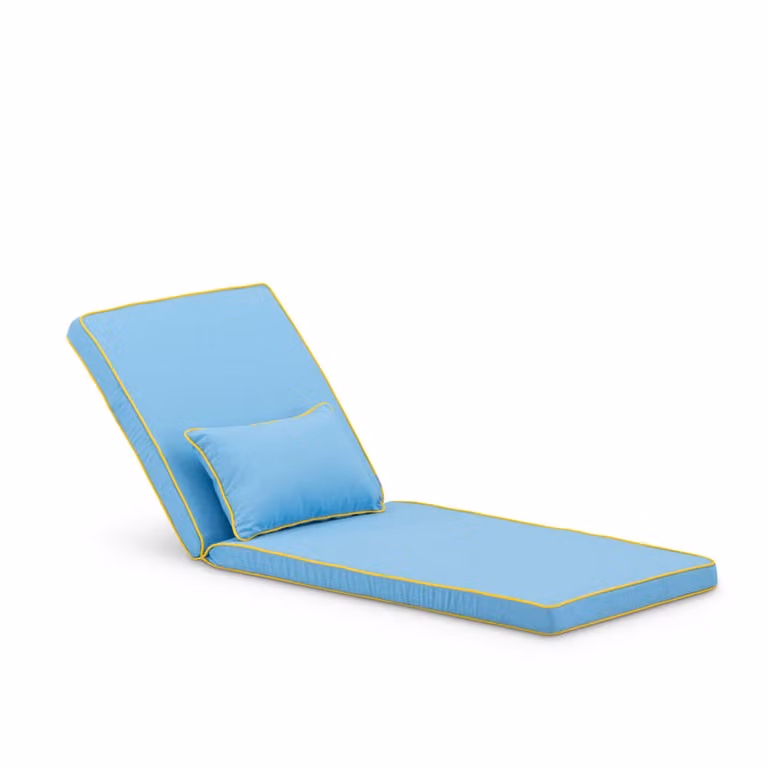 Cojín de tumbona rectangular Defora Home con cojín decorativo en colores azul y amarillo