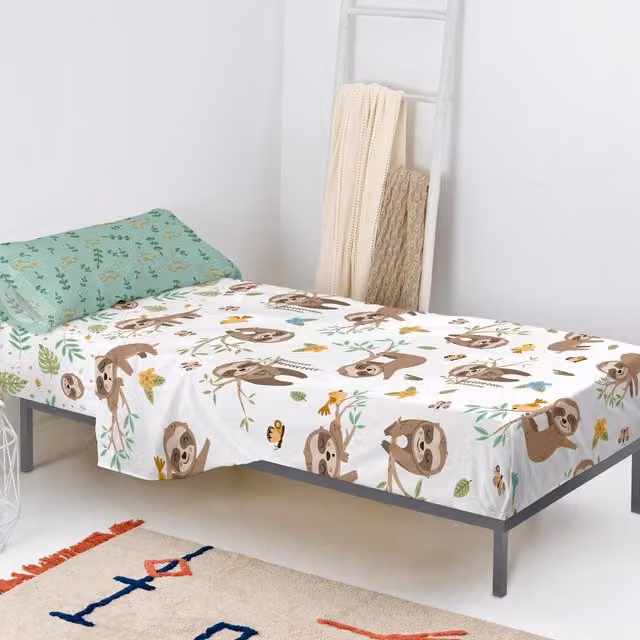 Juego de sábanas de 2 piezas Moshi Moshi con diseño de animales para niños, color blanco, de algodón, An/P/Al: 160 x 90 x 200 cm