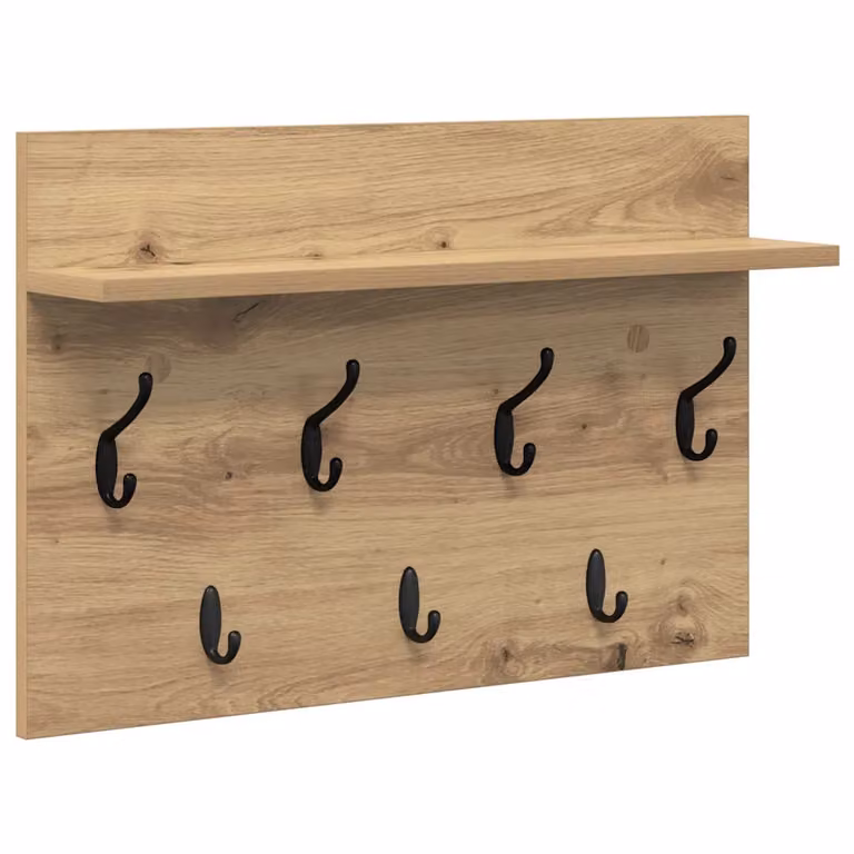 Perchero de pared minimalista vidaXL en color roble marrón con ganchos para pasillo