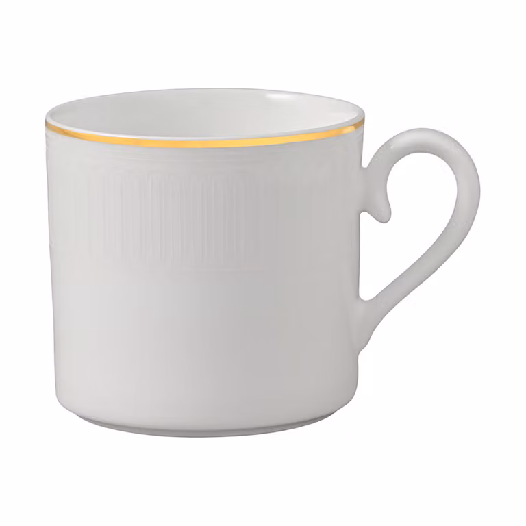 Taza de café Villeroy & Boch Signature Château Septfontaines de porcelana en blanco y oro, 200 ml