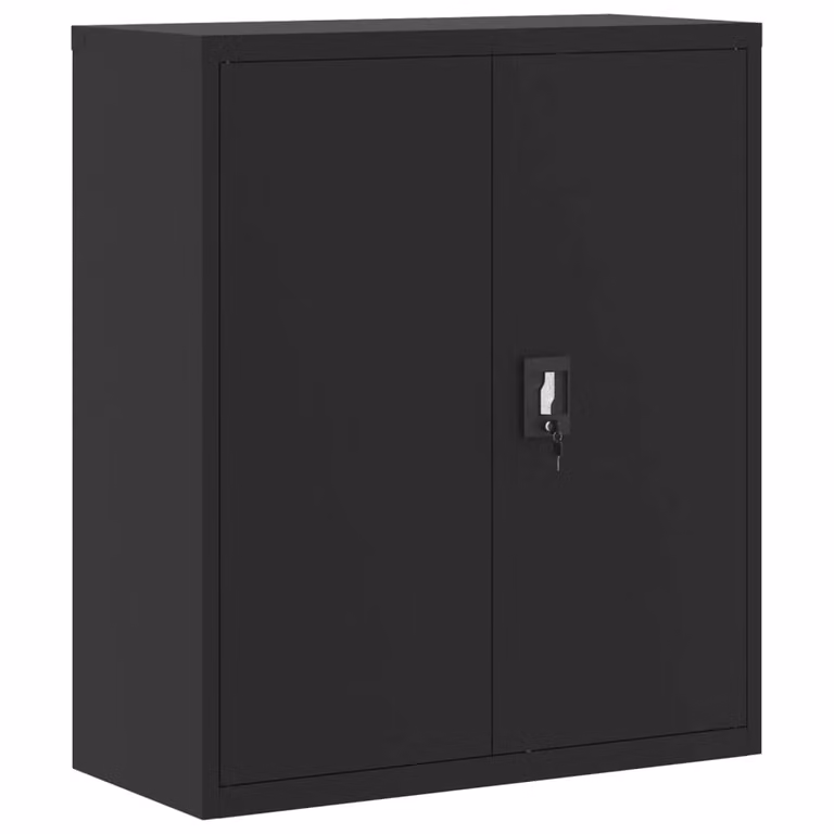 Armario archivador de acero vidaXL en color negro mate con estantes ajustables y cerradura, An/P/Al: 90 x 40 x 105 cm