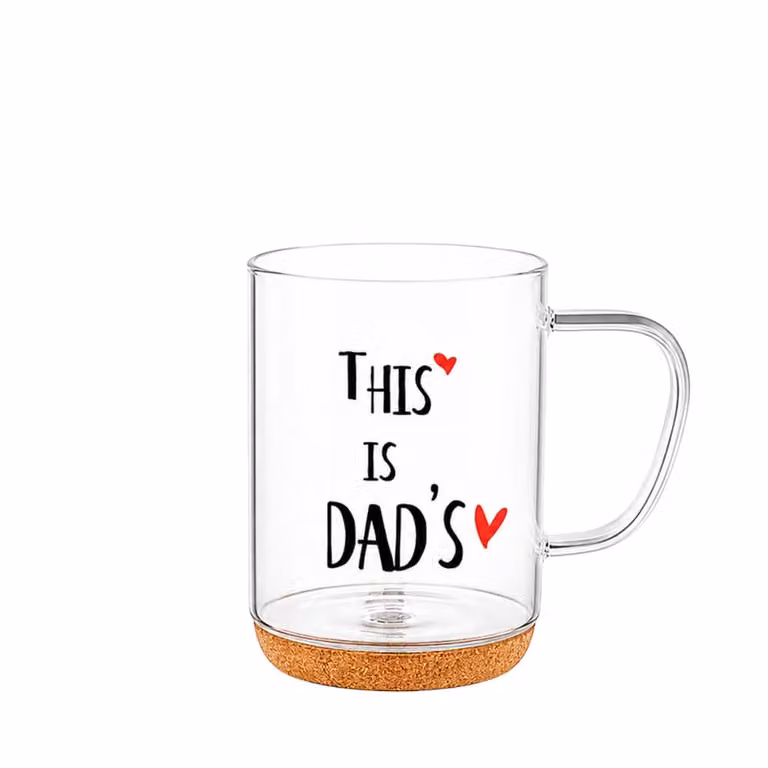 Mug de vidrio transparente con base de corcho Aulica para adultos