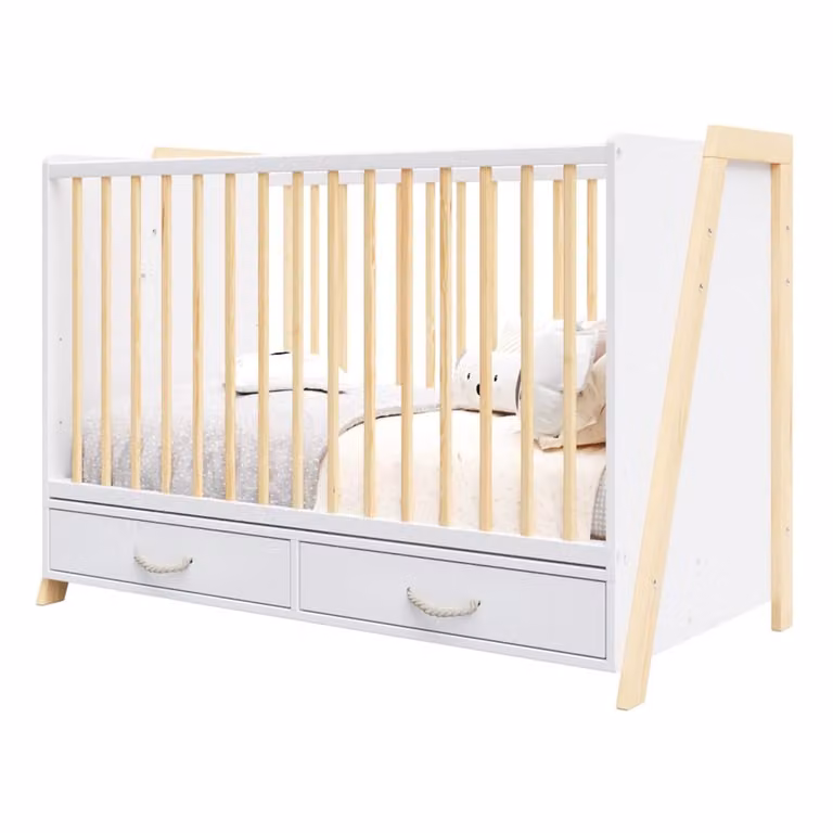 Cuna evolutiva y escritorio 2 en 1 Premiers Moments en madera de pino blanca An/P/Al: 120 x 60 x 89,3 cm