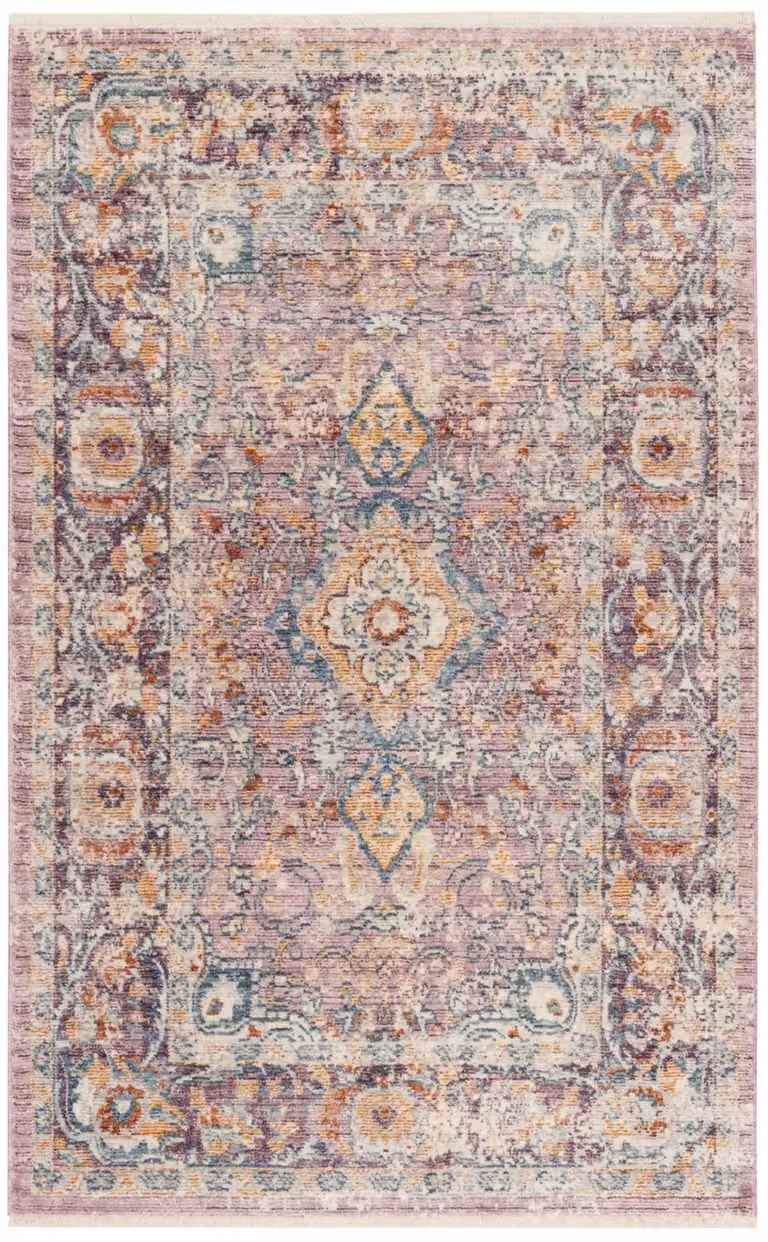 Alfombra tradicional Safavieh de estilo oriental en color púrpura, fabricada con viscosa y bambú, An/P: 122 x 183 cm