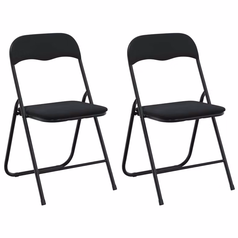 Set de 2 sillas plegables de terciopelo negro vidaXL An/P/Al: 48 x 44 x 78 cm