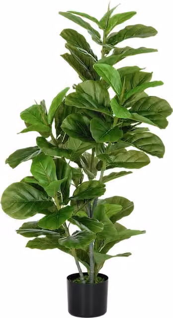 Planta Ficus Artificial HOMCOM de 110 cm con 90 hojas y maceta, color verde, para interior y exterior
