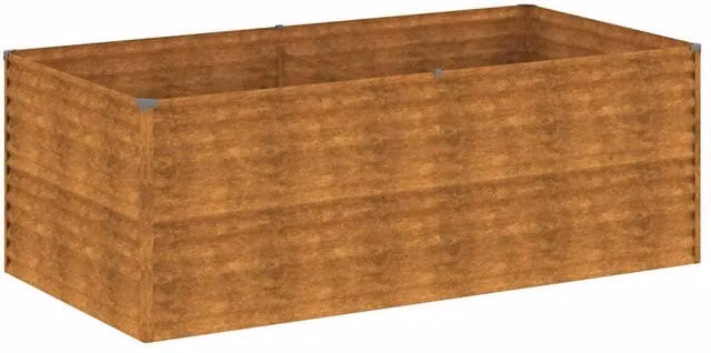 Jardinera de acero corten SYFAX color marrón An/P/Al: 196 x 100 x 69 cm