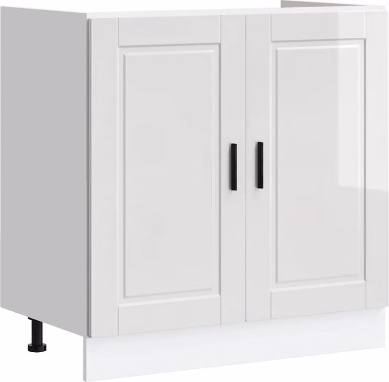 Armario bajo de lavabo Porto de vidaXL en blanco brillante, An: 80 cm, P: 46 cm, Al: 81,5 cm