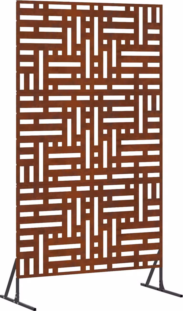 Pantalla de privacidad Syfax rectangular de acero en color marrón An/P/Al: 100 x 50 x 180 cm