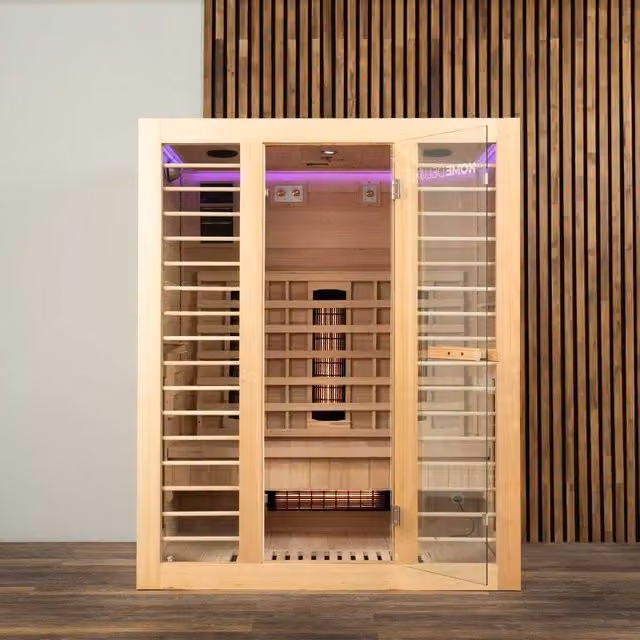 Cabina de infrarrojos REDSUN DELUXE L de madera para 3 personas, An/P/Al: 153 x 110 x 190 cm