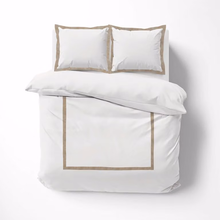 Juego de cama de 3 piezas Douceur d'Intérieur Lauraline de algodón y lino con rayas en color blanco, An/P: 240 x 220 cm
