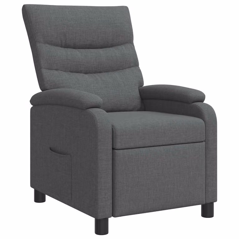 Sillón relax reclinable vidaXL en tela gris oscuro con reposabrazos y diseño moderno para salón o despacho