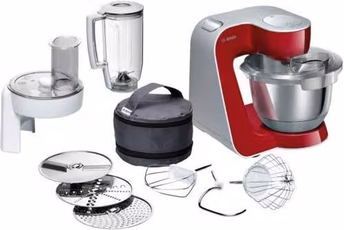 Robot de cocina Bosch MUM58720 de 1000 W con capacidad de 3,9 l en color gris, rojo y acero inoxidable