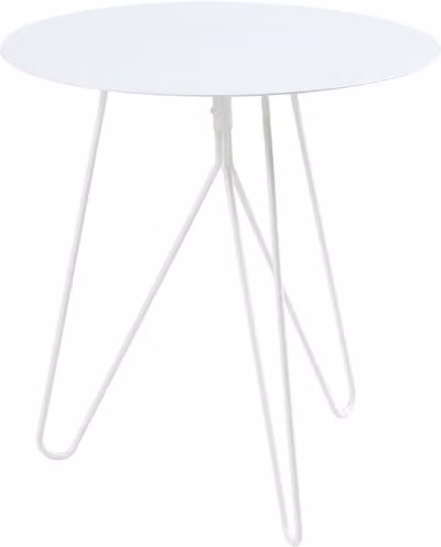 Mesa auxiliar redonda Nopimi de en.casa en metal color blanco mate con 3 patas, An/P/Al: 43 x 43 x 45 cm