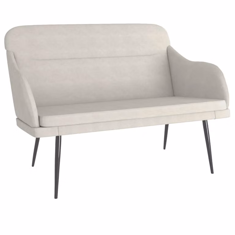 Banco de terciopelo vidaXL color beige con reposabrazos An/P/Al: 110 x 76 x 80 cm