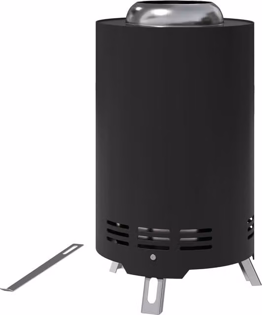 Brasero de acero inoxidable NORTHIX color negro con atizador, Diámetro: 16 cm, Altura: 25 cm