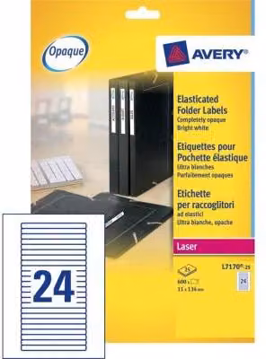 Etiquetas Avery L7170 para carpetas y archivos, compatibles con impresora láser, color blanco