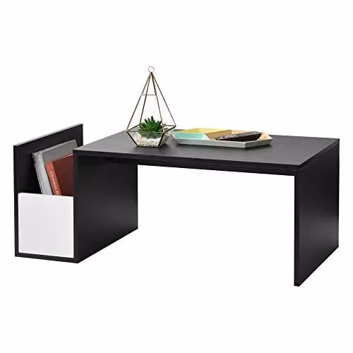 Mesa de centro Bollnäs en.casa con compartimento lateral, diseño moderno en blanco y negro, An/P/Al: 90 x 45 x 35 cm