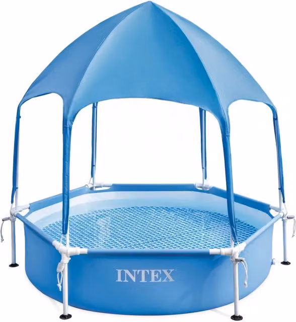 Piscina desmontable Intex hexagonal con toldo canopy azul de 700 l