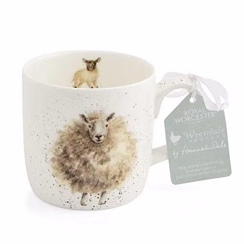 Mug de cerámica Portmeirion Wrendale Designs con diseño de oveja en blanco y multicolor