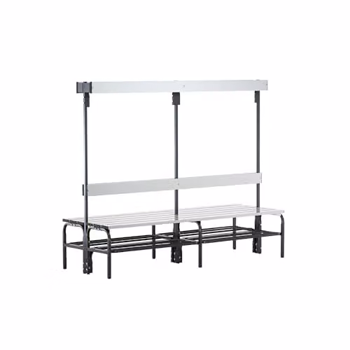 Banco para vestuarios Sypro con zapatero integrado en metal color gris antracita, An/P/Al: 165 x 72,5 x 45 cm