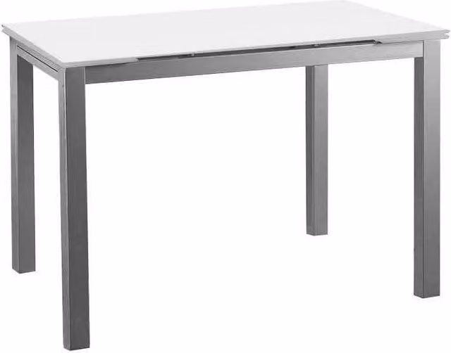Mesa extensible para cocina HERDASA de cristal blanco y metal, An/P/Al: 110/170 x 70 x 76.5 cm