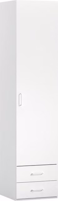 Armario Noel de El Corte Inglés con una puerta y dos cajones en color blanco y beige para dormitorio