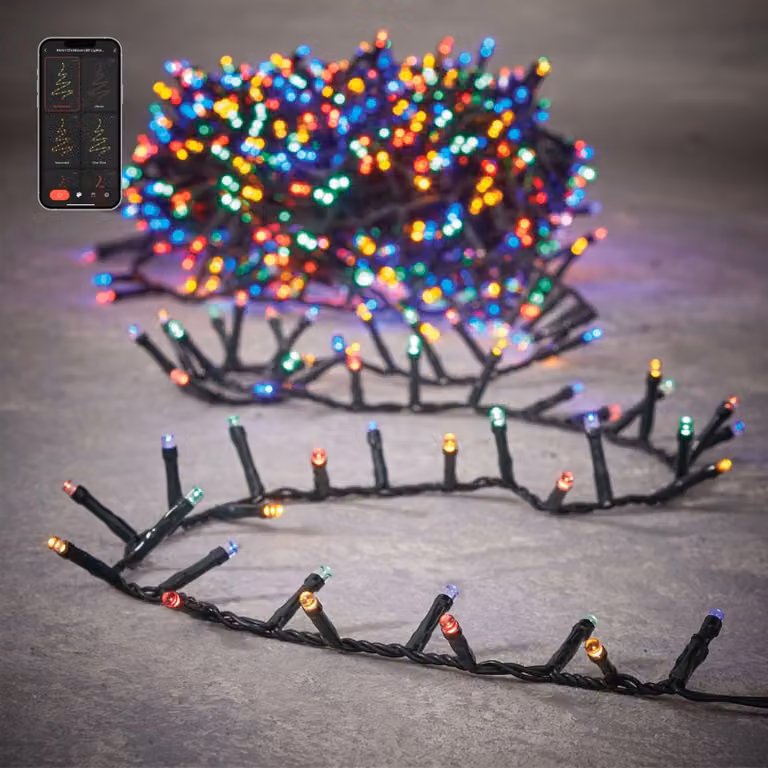 Luces de Navidad LED RGB Multicolor de Luca Lighting con Temporizador y Regulador de Intensidad, compatibles con Alexa, Google Assistant y Apple HomeKit, An/P/Al: 0,5 x 3000 x 0,3 cm