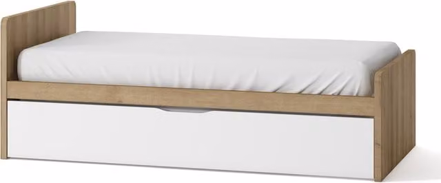 Cama Mio de El Corte Inglés con cabecero izquierdo alto y 1 cajón en blanco y marrón