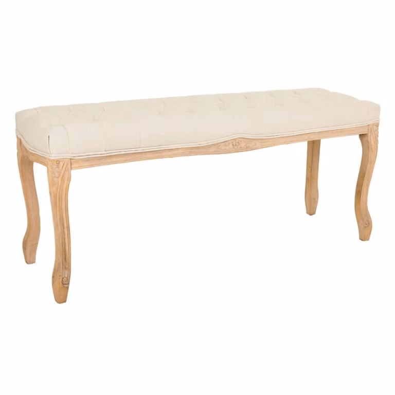 Banqueta de madera con tapizado floral Wanderlust en color beige An/P/Al: 110 x 36 x 47 cm