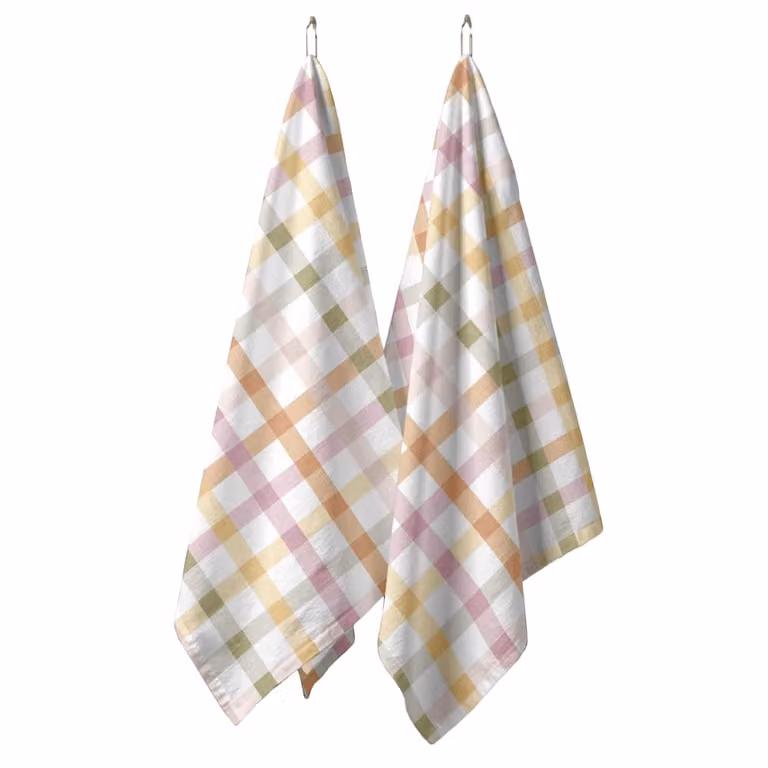 Pack de 2 paños de cocina Muare Home de algodón con diseño de cuadros multicolor, An: 44 cm, Al: 60 cm