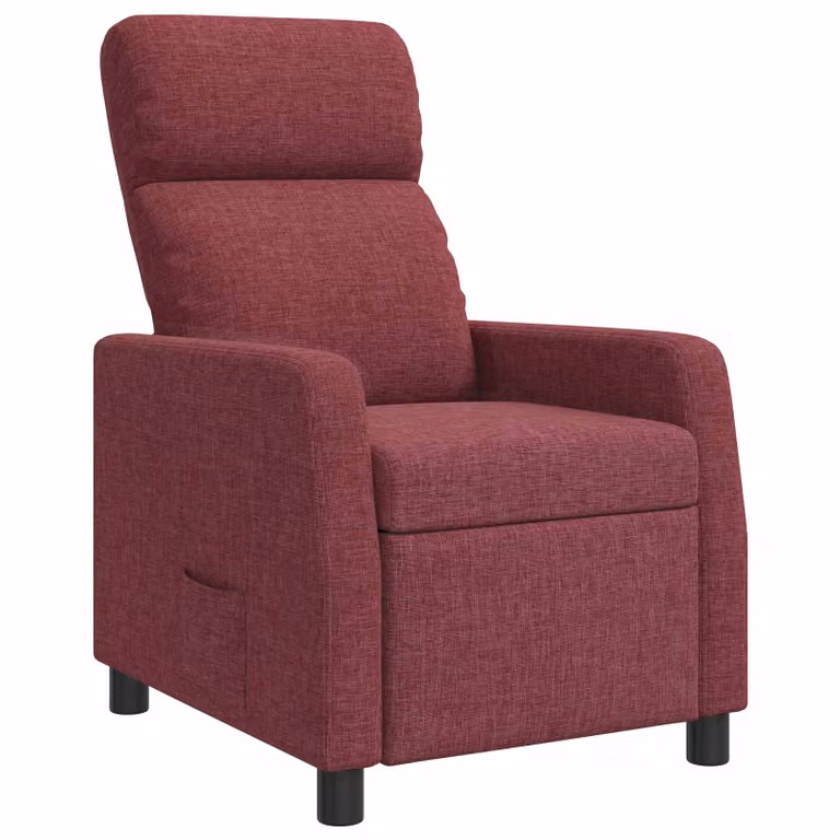 Sillón relax reclinable vidaXL en color rojo con tapicería de tela y estructura mixta de metal y madera