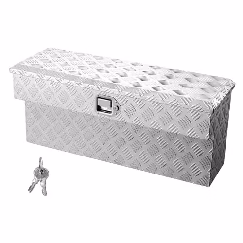 Caja de herramientas VEVOR de aluminio impermeable para camioneta, remolque o RV, con cerradura y llave, color plata, An/P/Al: 864 x 305 x 390 mm