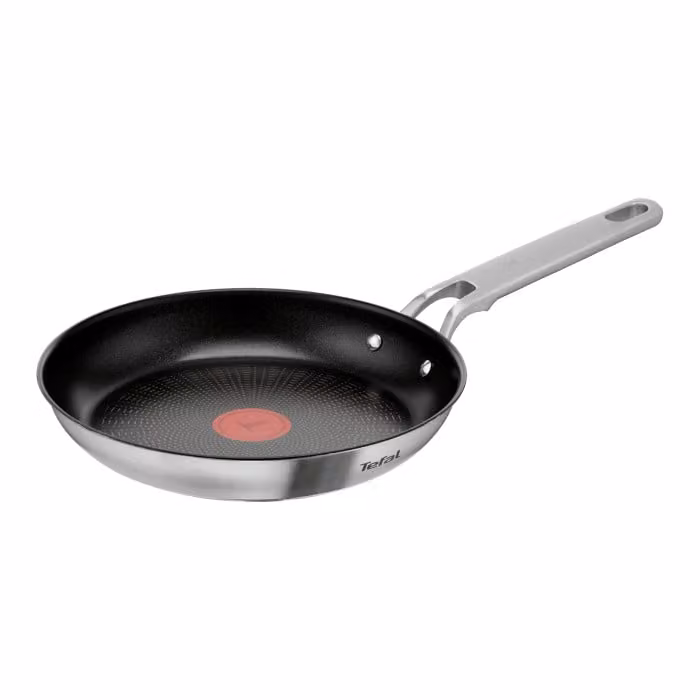 Sartén Tefal Extreme de acero inoxidable color plata con revestimiento antiadherente y compatible con inducción, Diámetro: 24 cm