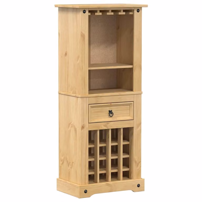 Mueble botellero Corona de vidaXL en madera maciza de pino color marrón, An/P/Al: 56 x 35 x 134,5 cm
