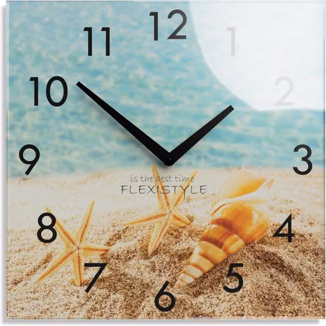 Reloj de pared analógico moderno Flexistyle con diseño abstracto multicolor y sistema silencioso, An: 30 cm, Al: 30 cm