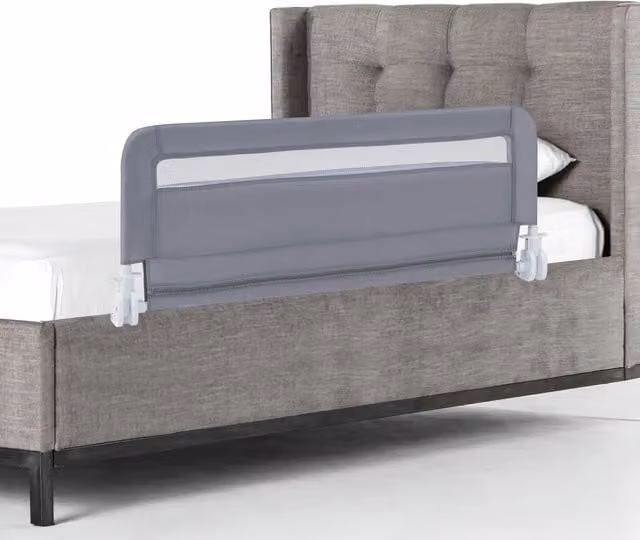 Barandilla de cama plegable NORTHIO para niños pequeños con funda lavable en gris