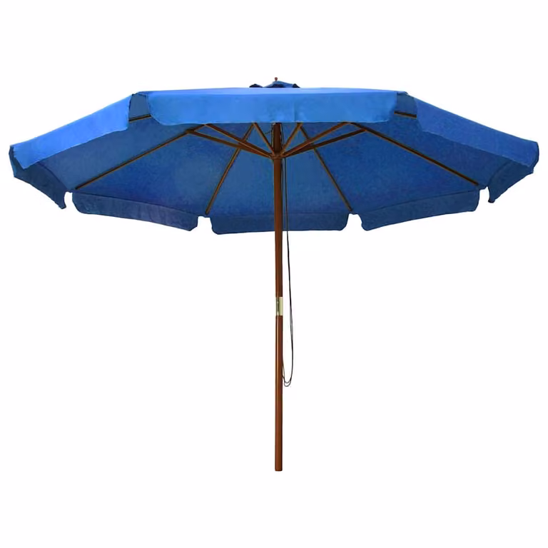 Sombrilla de jardín vidaXL con palo de madera en azul celeste de 330 cm