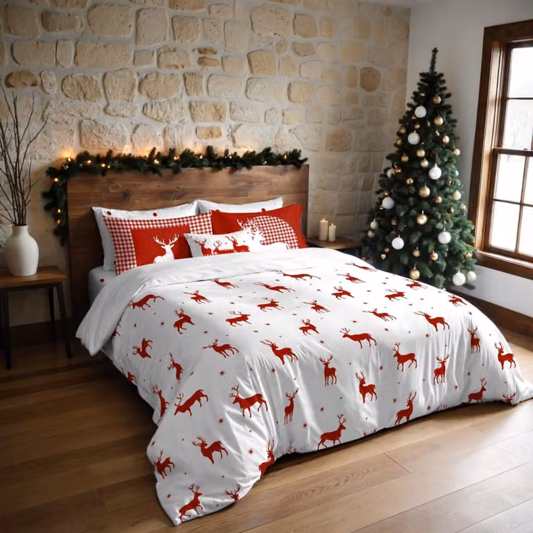 Funda nórdica de Navidad Decolores Home multicolor en poliéster, An/P/Al: 140 x 200 cm