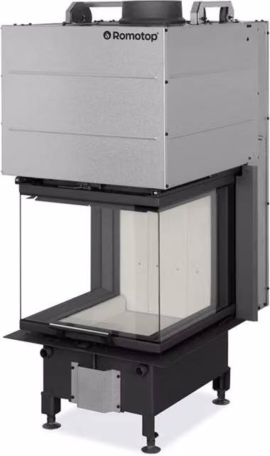 Chimenea de leña ROMOTOP Heat RD3G 50-47 separador de ambientes en cerámica color negro y gris